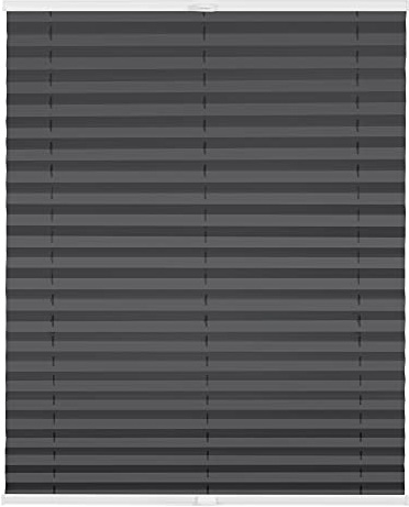 Lichtblick Plissee Klemmfix nach Maß, ohne Bohren, verspannt, Hitzeschutz, Blickdicht, Made in Germany, Thermoplissee - Anthrazit 95 cm x 210 cm (B x L)