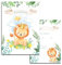 10x Kinder Einladungskarten Kindergeburtstag Löwe Mädchen Jungen 10x15 cm Party Geburtstag Taufe Einladung Prinz Dschungel Tiere Grün Beige