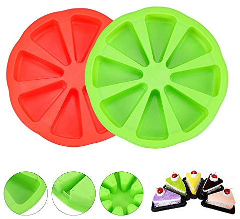 XIGUI 2 Pcs Silicone Cake Scone Pan,Triangle 8 Cavity Pizza Cake Panfor for Cornbread Brownies Muffins And Soap Mould DIY Baking Tool