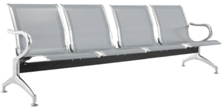 FBasic Panca 4 posti acciaio 240x71x78H argento per sala d'attesa | Panchina con braccioli