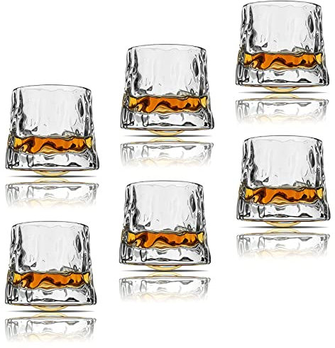 Earnmore Lot de 6 verres à whisky rotatifs à décompression – Verres à whisky à l'ancienne – Verres à whisky – Verres pour bourbon – Verres pour scotch – Verres à rhum (260ml)