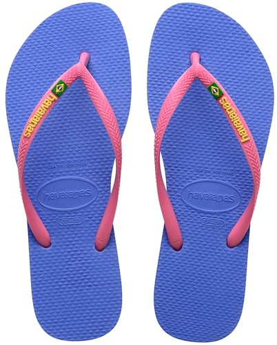 Havaianas - Slim Brasil Logo, Bequeme, langlebige und leichte Badelatschen, Hommage an Brasilien, Riemen und Außensohle mit Brasilien-Flagge, für Damen