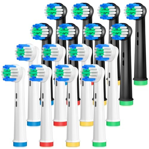AnjoCare Cabezales de repuesto para Oral B Braun, cabezales recargables compatibles con Pro 1000/3000/5000/7000 y Vitality， 1 unidad (Paquete de 16) ，Blanco