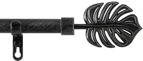 TIENDA EURASIA - Barra Cortinas Extensible, Barras de Cortinas Decorativas, Barra Extensible de Metal con 2 Terminales, Soportes y Tornillos (Negro-Plata, 120-210 cm)