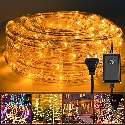 Sonnewelt LED Tubo Iuminoso Exterior 30M 720LED, 8 modos Guirnalda luminosa exterior, LED Manguera Tira IP44, Guirnalda LED para decoración interior y Navidad, cumpleaños, boda, color amarillo