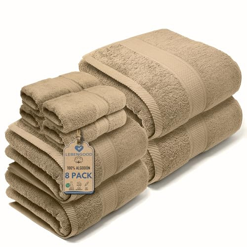 LEBENGOOD Set di Asciugamani Bagno 4 Lavette 30x30, 2 Asciugamani Ospiti/Bidet 50x90, 2 Teli Bagno 70x140 – Asciugamani Doccia Grandi in Cotone 100% Morbidi e Assorbenti, Certificati OEKO-TEX