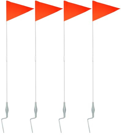 QWORK Soccer Corner Flags Set, 4-Pack 60-Inch Football Field Corner Flags - PVC Poles and Polyester Flags, Spike Corner Flag Pole for Soccor Training