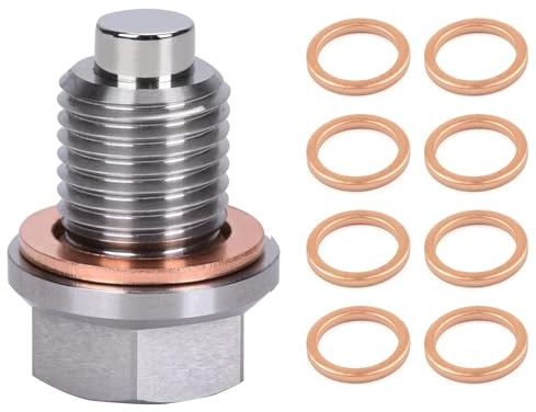 WIYETY Vite di scarico dell'olio magnetica M14 x 1,5: guarnizione magnetica per vasca dell'olio con 8 rondelle, vite magnetica per vasca dell'olio, vite per vasca dell'olio, vite per vasca dell'olio