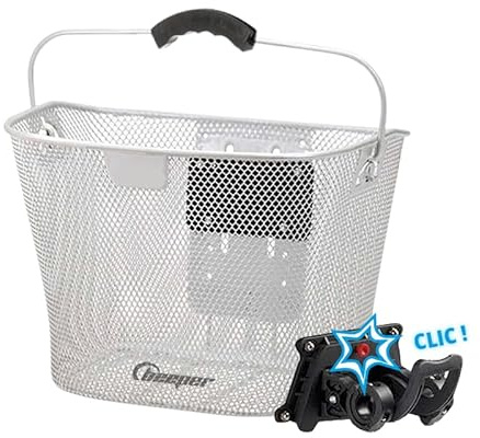 Beeper - Cesta de Metal Blanco para Bicicletas y Scooters Soporte de Montaje - Soporte de Montaje en Manillar para Bicicletas