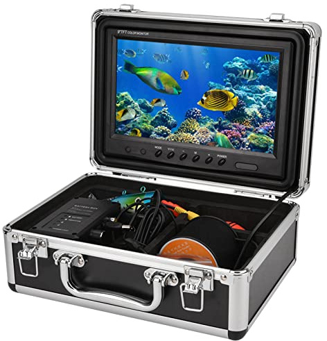 Videocamera per Pesca Subacquea 9 Pollici, Kit Videocamera HD per Pesca Subacquea 1000TVL con Cavo 30 Metri, Fischfinder Echolot per la Pesca Sul Ghiaccio Sul Fiume in