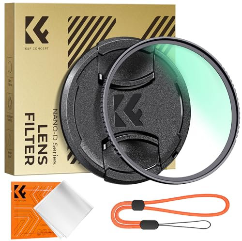 K&F CONCEPT 58MM UV Filter Ultra Definiton 24 Layers Multi Coated Ultraviolet Protection Lens Filter with Lens Cap Cleaning Cloth (Nano-D Series)