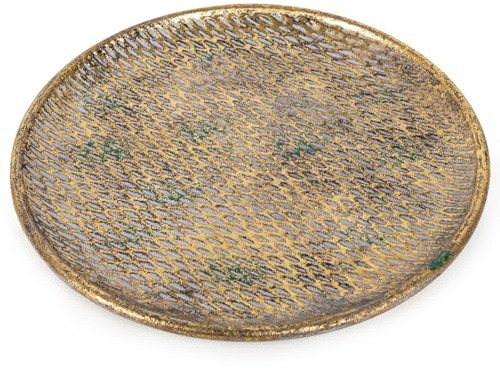 Logbuch-Verlag Piatto piatto in metallo vintage dorato, diametro 28 cm, ciotola decorativa rotonda in metallo per la decorazione