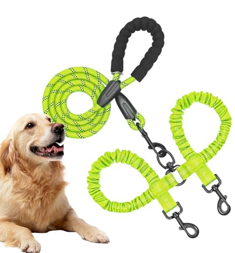 Whnbuij Corda da addestramento per cani di piccola taglia – cintura doppia per cuccioli | Rotazione regolabile per addestramento a piedi per animali domestici ammortizzante Bungee per cani di taglia