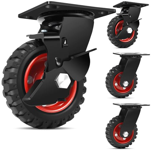 W B D WEIBIDA 125mm Ruote in Caoutchouc Solide per Carrello Pesanti, Ruote Girevoli con Tread Antiscivol a Motif, Rotelle di Trasporto per Uso Medico e Industriale,Capacità di Carico 500kg,Set di 4