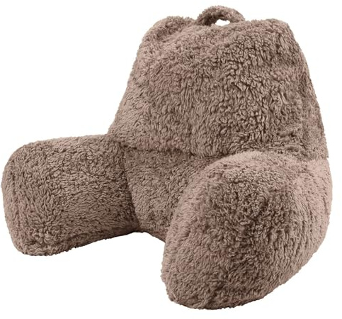 icon Cuscino da Lettura, Marrone Moka, Tessuto Pile, Cuscino Lombare Letto, Supporto Lombare, Camera da Letto, Accessori camera da letto