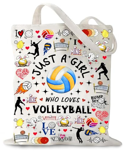 Yoljun Borsa da pallavolo, da donna, in tela, con manici lunghi, riutilizzabile, idea regalo per donne, familiari e amici