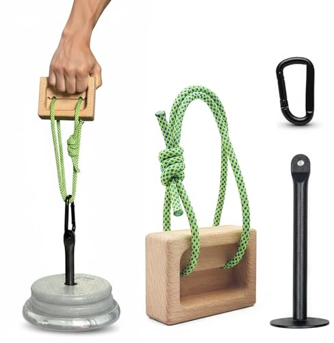 Lights Mountain Portable Climbing Hangboard – Dual Depth Wooden Grip Blocks for Finger Strength, Power, and Forearm Training – Beech Wood Hang Board with Loading Pin and Carabiners