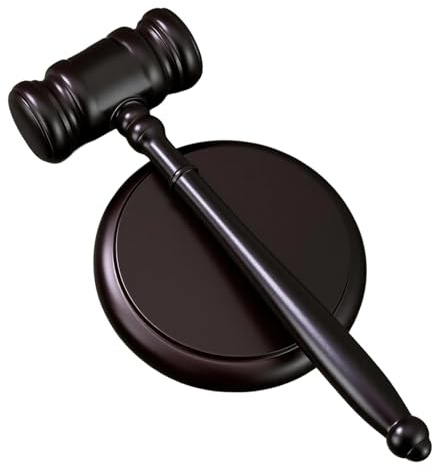 Dwitkul Marteau de Juge en Bois avec Socle Ensemble Marteau de Vente aux Enchères et Cadeaux Design Robuste et Finition Soignée Outil Pratique pour Juges et Commissaires Priseurs (Version B)
