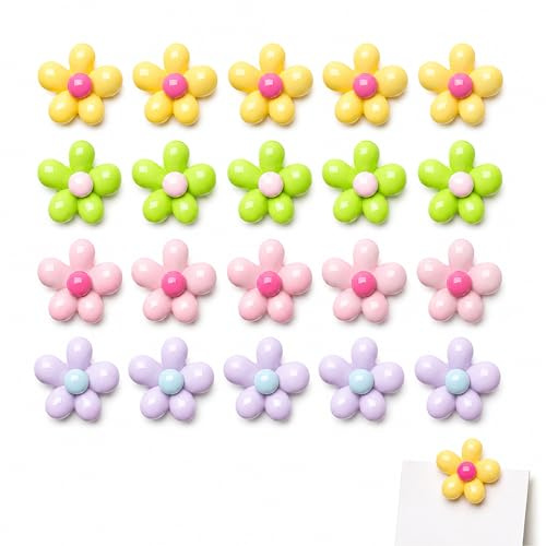 HAPZUR Set di 20 magneti colorati 3D a forma di fiori per frigorifero, mini magneti decorativi adatti per lavagne magnetiche, cucine, uffici, regali o decorazioni per la casa.