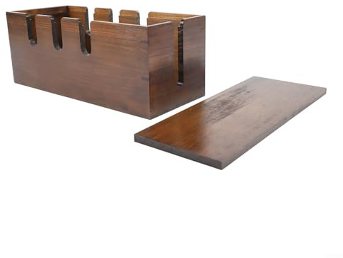 Estación organizadora de cables de escritorio de madera maciza, hub de electrónica natural para cables y dispositivos, caja de TV con diseño abierto para escritorio de oficina en casa (marrón oscuro)