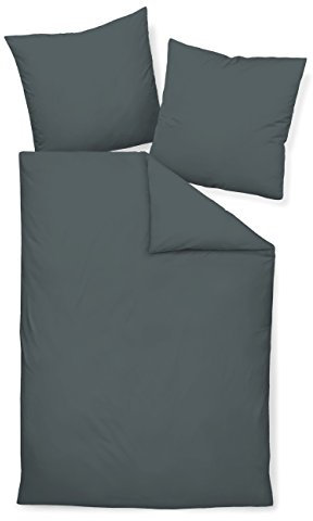 Janine Mako Satin Bettwäsche Uni Colors 135 x 200 cm anthrazit