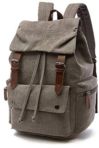 Rufun Canvas ryggsäck vintage ryggsäck skolväska för bärbar dator dagväska vandring resor stor kapacitet väska unisex