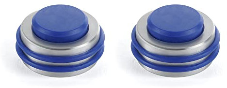 MAD Tope para puerta, cierre de puerta de suelo adhesivos, parachoques de goma de pared (grande, azul con base satinada)