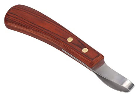 FOUF Hufmesser, Zweischneidiges Hufmesser aus Leder mit Gummi-Holzgriff, Professionelle Hufschmied-Werkzeugsätze, Leder-Rechtshänder-Hufmesser, Vielseitig Einsetzbar für Hufschmiede, Tierärzte, Reite