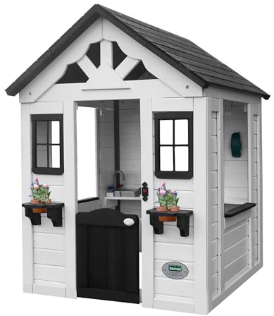 Backyard Discovery Sweetwater - Casetta per bambino in legno | Resistenti alle intemperie, Casette in legno per esterni | Grigia e bianca
