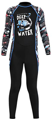 Boys and Girls Full Body Swimsuit One-Piece Long Sleeved Sun Protection Rash Guard Diving Suits Quick-Drying Swimwear UPF 50+(Black-a,S)