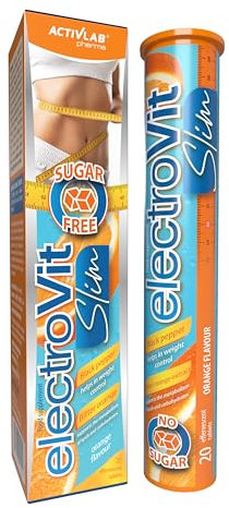 Activlab ElectroVit Slim - Orange, 20 Brausetabletten mit Elektrolyten, Natrium und Kalium, Vitamin C, Pantothensäure, Vitamin B5, Chrom, Bitterorangenextrakt, Cholin