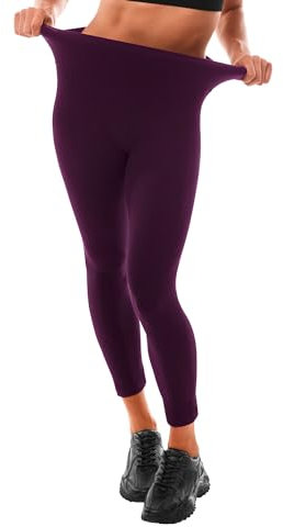Leafigure Leggings Damen High Waist - Pflaumenviolett fr Sport Gym Yoga L-XL