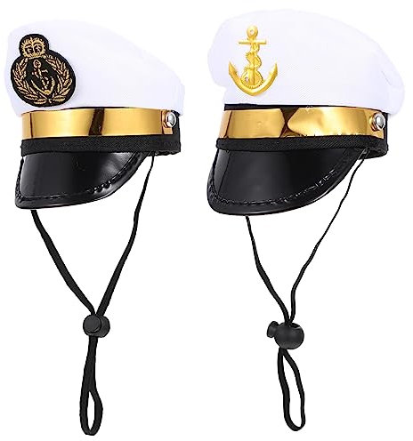 Angoily 8 Haustier Hut Matrosenmütze Kopfbedeckung Für Welpen Halloween-hundekostüme - -kostüm Kapitänshundemützen Marine Kätzchen Haustier-Outfit Polyester