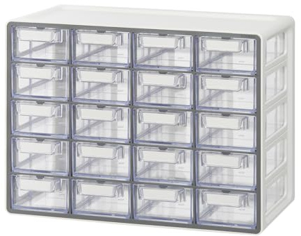 BLUE GINKGO Petite armoire de rangement à 20 tiroirs – Rangement empilable pour perles et objets artisanaux, organisateur de petites pièces, boîte à outils pour enseignant (fabriquée en Corée) – Gris