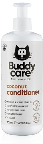 Buddycare Coconut Cat Conditioner (500ml) Cruelty-Free, Vegan Grooming Product | pH Balanced, SLS, Sulphate & Paraben-Free | Ideal to Use with Shampoo – Also Suitable for Kittens from 8 Weeks