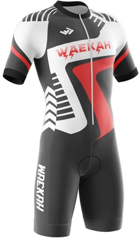 Herren Pro Fahrrad Skinsuit Kurzarm,Triathlon Anzug Herren Triathlon Tri Short Trisuit Einteiler für Wettkampf Einteiler Kurz - 3Taschen für Wettkampf Run (U3,M)