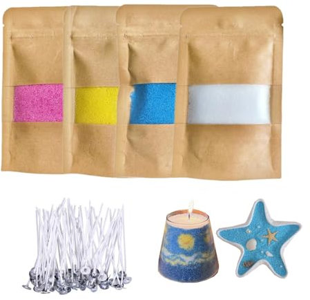 Set di sabbia per candele con stoppino, kit di candele granulate galleggianti sull'acqua, candela colorata di cera di sabbia fatta a mano, candela creativa per la decorazione domestica Natale e