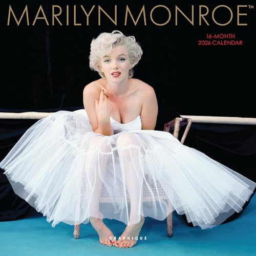 Graphique - Calendario de pared mini Marilyn Monroe 2026, 18 x 18 cm, papel grueso, hogar y oficina, cuadrícula mensual grande, 3 idiomas (español no garantizado), festivos, avance 4 meses de 2027.