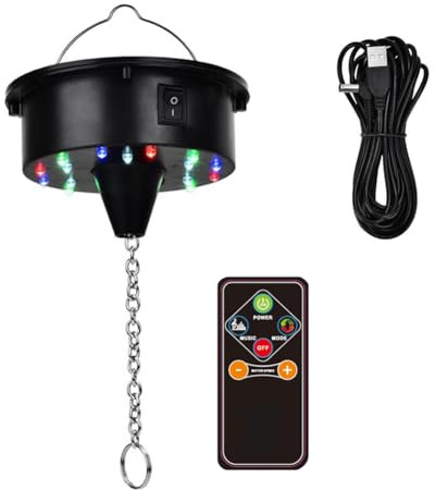 Ptdfjspt Lumières de Moteur de Boule Disco Rotative avec Télécommande, 18 LED pour Rotateur de Boule à Facettes de 12, 16, 20 et 24 Pouces (Boule Non Incluse)