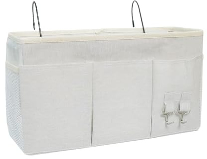 croselyu 3 rejillas para el hogar, multifuncional, para colgar al lado de la cama, bolsa de almacenamiento para revistas, libros, 1 unidad (blanco)