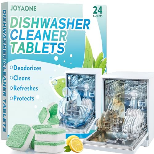 Dishwasher Cleaner Tablets, 24 Pack Powerful Descaling and Deodorizing Tablets, Natural Formula Deep Cleaning for Dishwasher Machines, Heavy Duty for Sparkling Clean Removes Limescale,Grease, Odors
