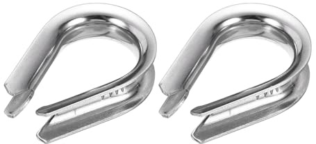 sourcing map 9/16 M14 Stainless Steel Thimble, 304 Stainless Steel Wire Rope Cable Thimbles Rigging Marine Grade, Silver 2Pcs