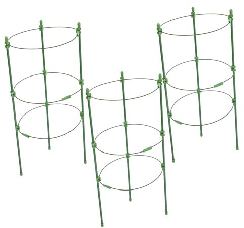 ibasenice Cage à Tomates Et Support pour Plantes D'extérieur pour Jardin 3pcs (Hauteur 45cm, Anneau 18cm Réglable)