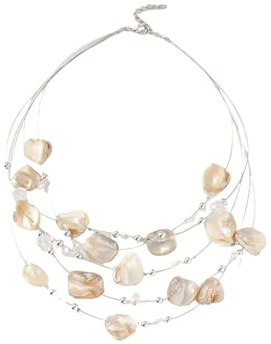 Genérico Collar bohemio de conchas con múltiples capas, collar llamativo para la playa en verano, joyas de conchas irregulares para mujer (White)