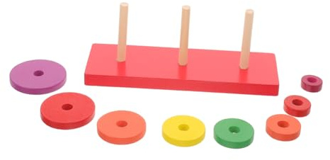 ORFOFE Tour de l'anneau en Bois Coloré pour Garçon et Filles, Jeu Éducatif de Reconnaissance des Couleurs et Développement Créativité, 1 Set de Puzzle Empilable