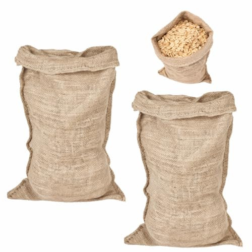 2 Pcs Large Hessian Potato Sacks, 40x60cm Reusable Natural Jute Burlap Storage Bags Heavy Duty Woven & Breathable Sacks Open Top Fabric Sacks for Storing Vegetables Fruit Sand & Garden Supplies