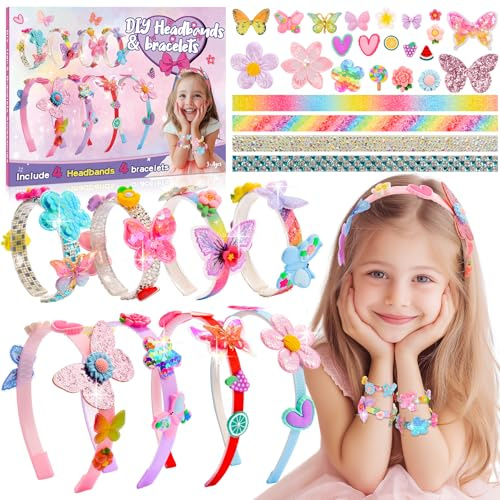 WootoyOutdoor Regalo Bambina 4-10 Anni Femmina, Kit Cerchietti Braccialetti Fai da te Bambina Giochi Bambina 4 5 6 7 8 Anni Regalo Bimba 4-10 Anni Lavoretti Creativi per Bambini