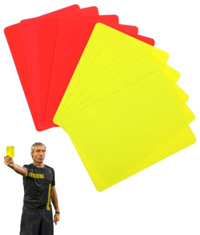 QEQSHQO 10 Cartons d'Arbitre de Football (5 Rouges + 5 Jaunes), Set de Carton Arbitre Football en PVC Robuste et Imperméable, Cartes d'Arbitre pour Match, Entraînement de Foot et Rugby