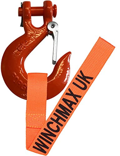 WINCHMAX Winch Hook. 3/8 Inch Grade 70 Drop Forged Clevis Hook. Orange High Gloss Finish. Minimum Breaking Force 28,8066lb (12,740kg). Suitable for Winches up to 20,000lb (9.071kg)