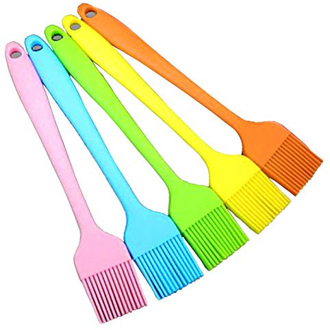 Xinlie Spazzola da cucina in silicone Spazzola da cucina per olio da forno pasticceria Spazzola da cucina BBQ Spazzola da cucina in silicone Spazzola resistente al calore(5 pezzi)